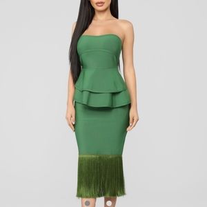 NWT Green Frill Bandage dress
